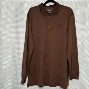 Loudmouth Long Sleeve Golf Shirt Brown Size XL Polo Collar